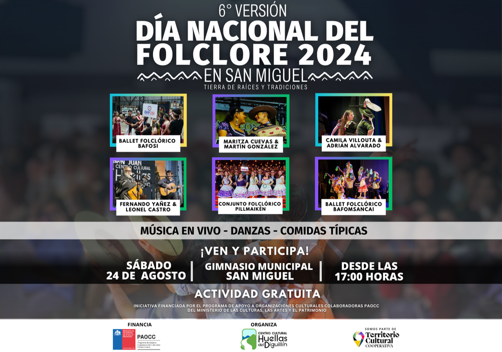 Afiche del evento "6° Versión Día Nacional del Folclore en la comuna de San Ignacio"