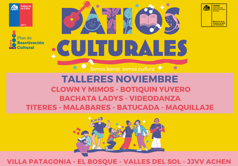Afiche del evento "Patios culturales Región de Aysén"