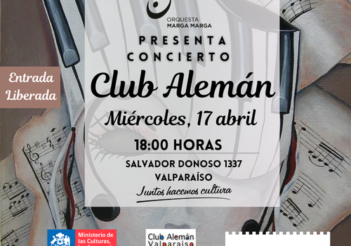 Afiche del evento "Concierto Orquesta Marga Marga en Club Alemán Valparaíso"