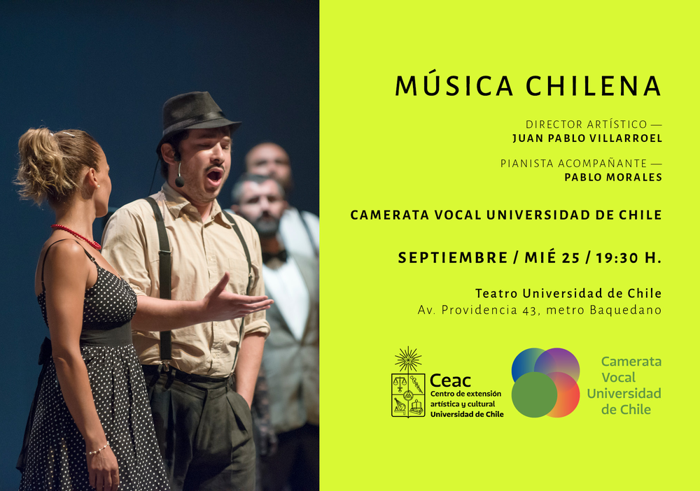 Afiche del evento "Camerata Vocal: Concierto Música Chilena"