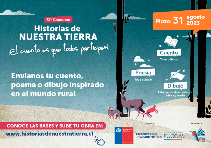 Afiche del evento "Concurso Historias de Nuestra Tierra 2023"