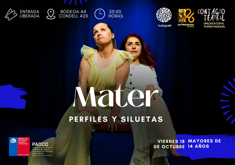 Afiche del evento "26 años Perfiles y Siluetas: Mater"