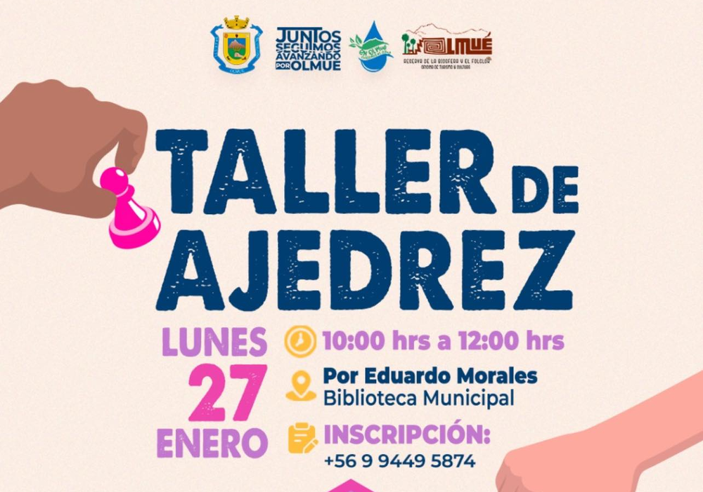 Afiche del evento "Taller de ajedrez - Biblioverano"