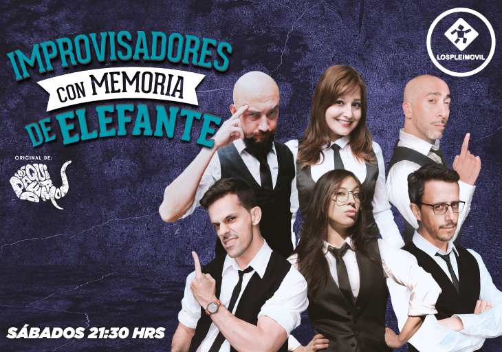 Afiche del evento "IMPROVISADORES CON MEMORIA DE ELEFANTES/Impro Humor Lospleimovil"