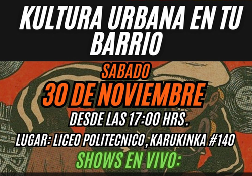 Afiche del evento "Kultura urbana en tu barrio"