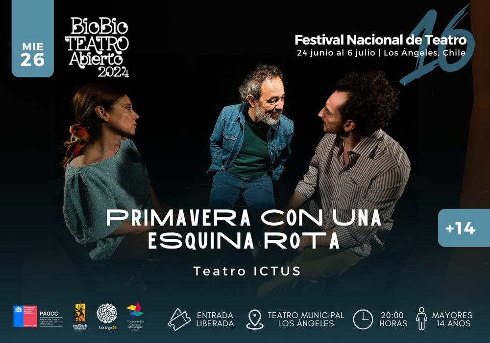 Afiche del evento "Festival Biobío Teatro Abierto: Primavera con una esquina rota"