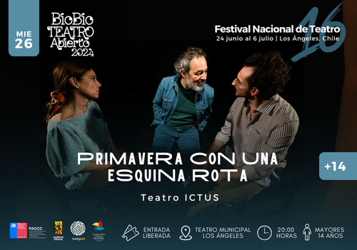 Afiche del evento "Festival Biobío Teatro Abierto: Primavera con una esquina rota"