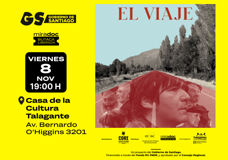 Afiche del evento "Exhibición documental "El viaje" en Talagante"