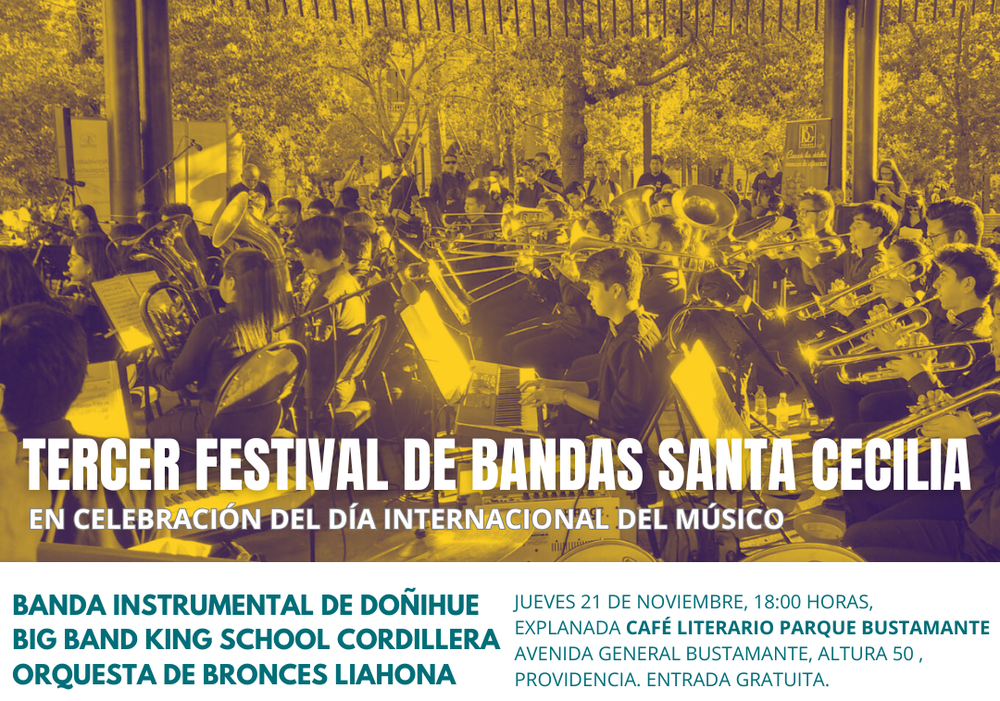 Afiche del evento "Tercer Festival de Bandas Santa Cecilia"