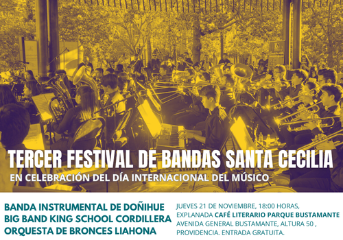 Afiche del evento "Tercer Festival de Bandas Santa Cecilia"