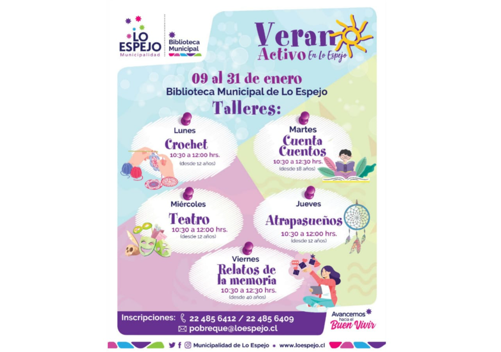 Afiche del evento "Talleres Culturales de Verano en Lo Espejo"
