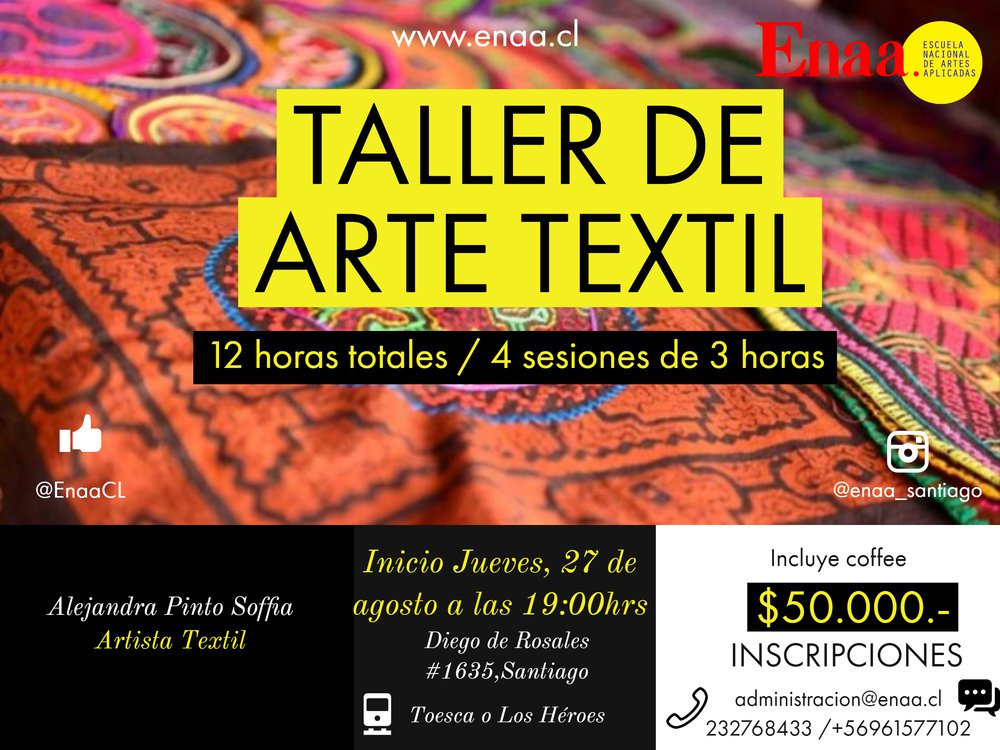 Afiche del evento "Taller de Arte Textil"