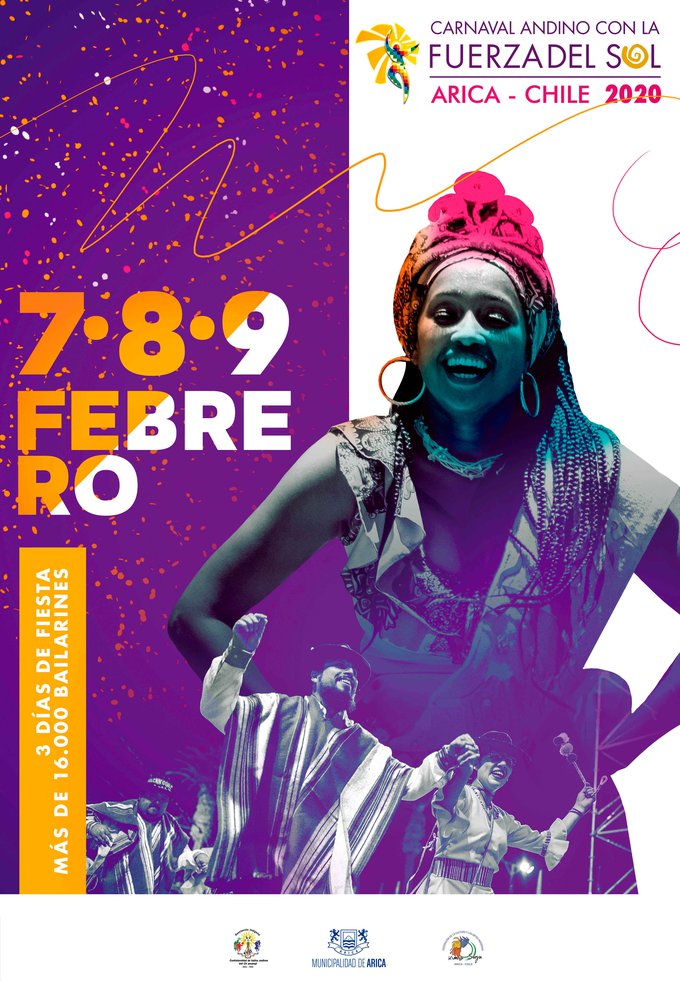 Afiche del evento "Carnaval Andino con la Fuerza del Sol 2020"