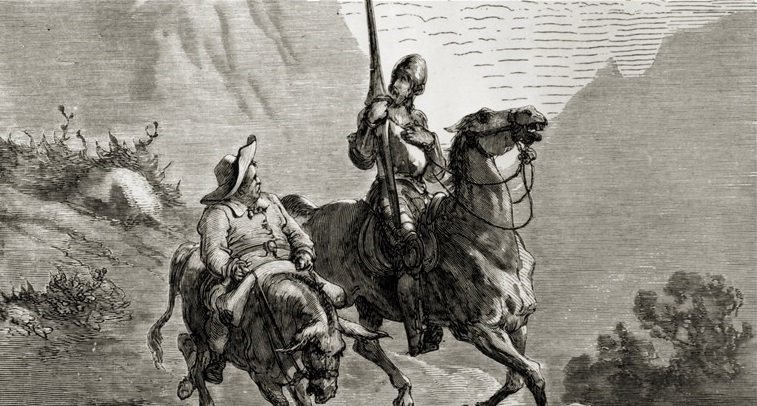 Afiche de "Una biblioteca virtual dedicada a la obra de Miguel de Cervantes"