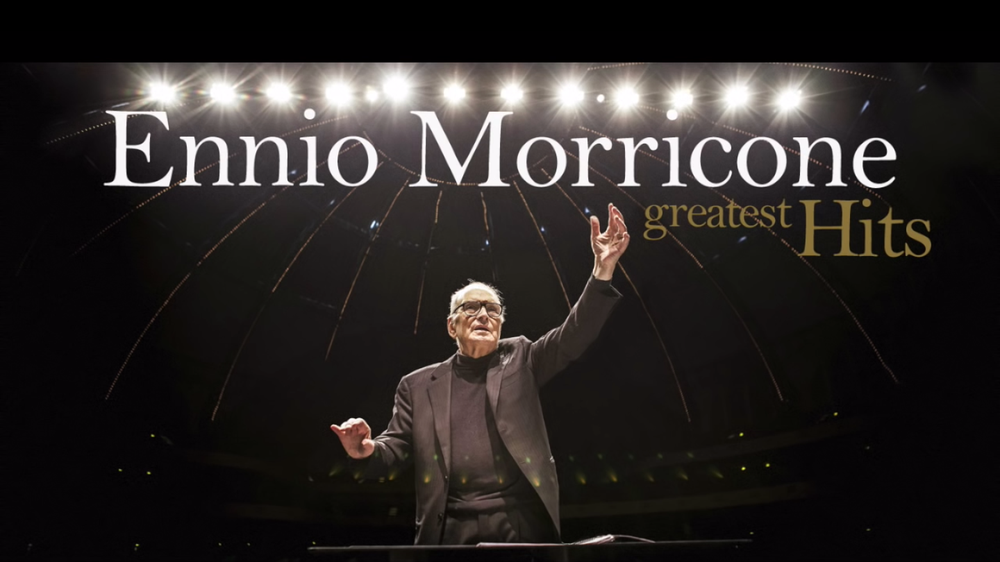 Afiche de "Escucha aquí los grandes éxitos de Ennio Morricone"